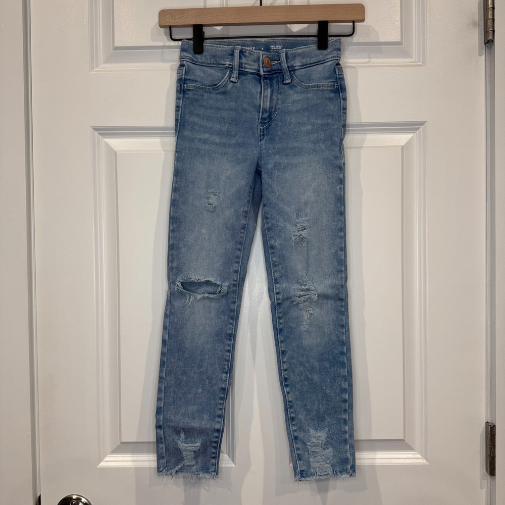 Old Navy Kids Girls‎ Size 8 Light Wash Distressed Ballerina Jeggings